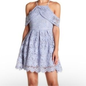 JOA × revolve lace cold shoulder dress